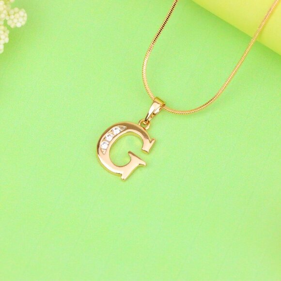 "Rose Gold Letter G Pendant with Crystals – 18K Gold Plated Charm, XPPT1356 - Picture 13 of 13